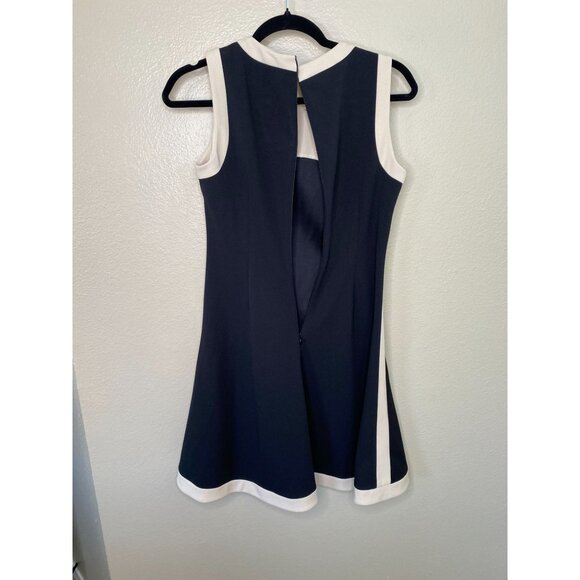 DKNY Womens Black tan Dress‎ 4 polyester Sleeveless midi dress zipper business - Picture 2 of 7